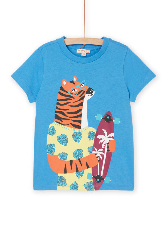 T-shirt bleu à motif tigre ROJOTI8 / 23S902Z1TMC221