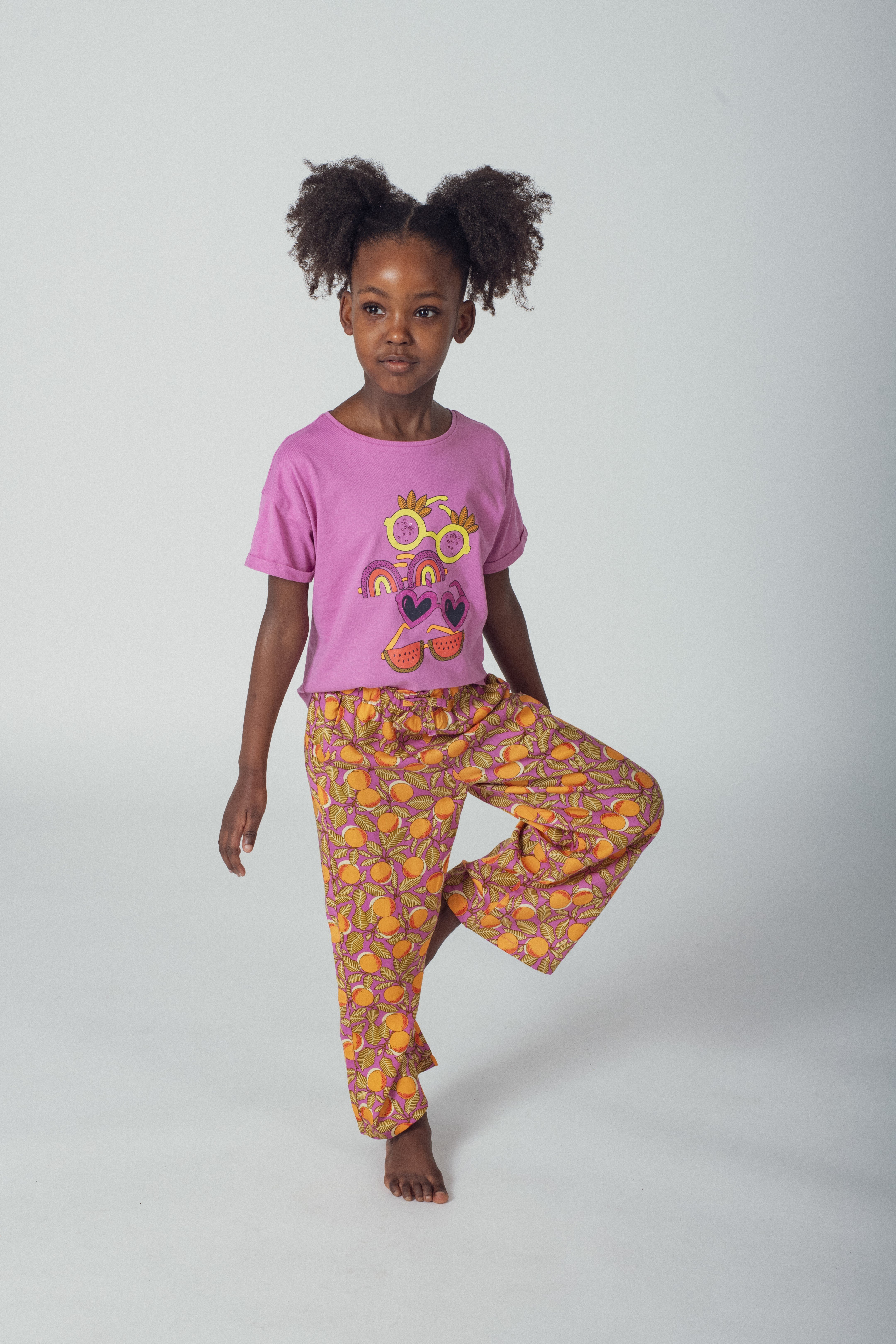 Pantalon fluide imprimé clémentine